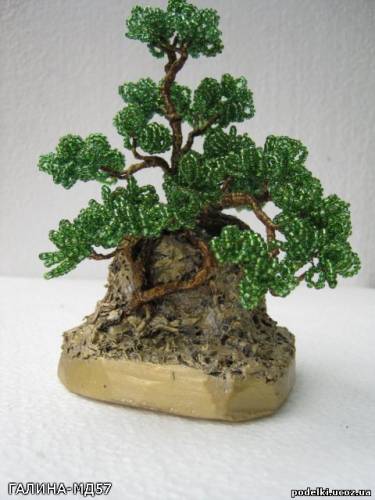 бонсай из бисера,дерево малютка из бисера