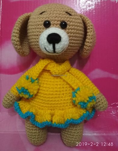 вязание крючком, игрушка ,собачка,ручная работа